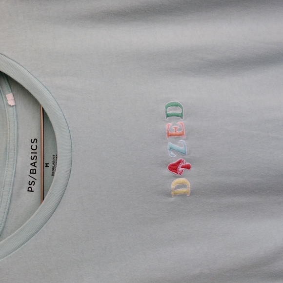 Women's PacSun DAZED 🍄 mushroom light blue regular fit Medium t-shirt - Picture 2 of 7